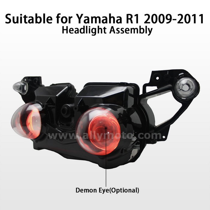 055 Hid Custom Headlight Yamaha Yzf R1 2009-2011 Red Demon Eyes-3